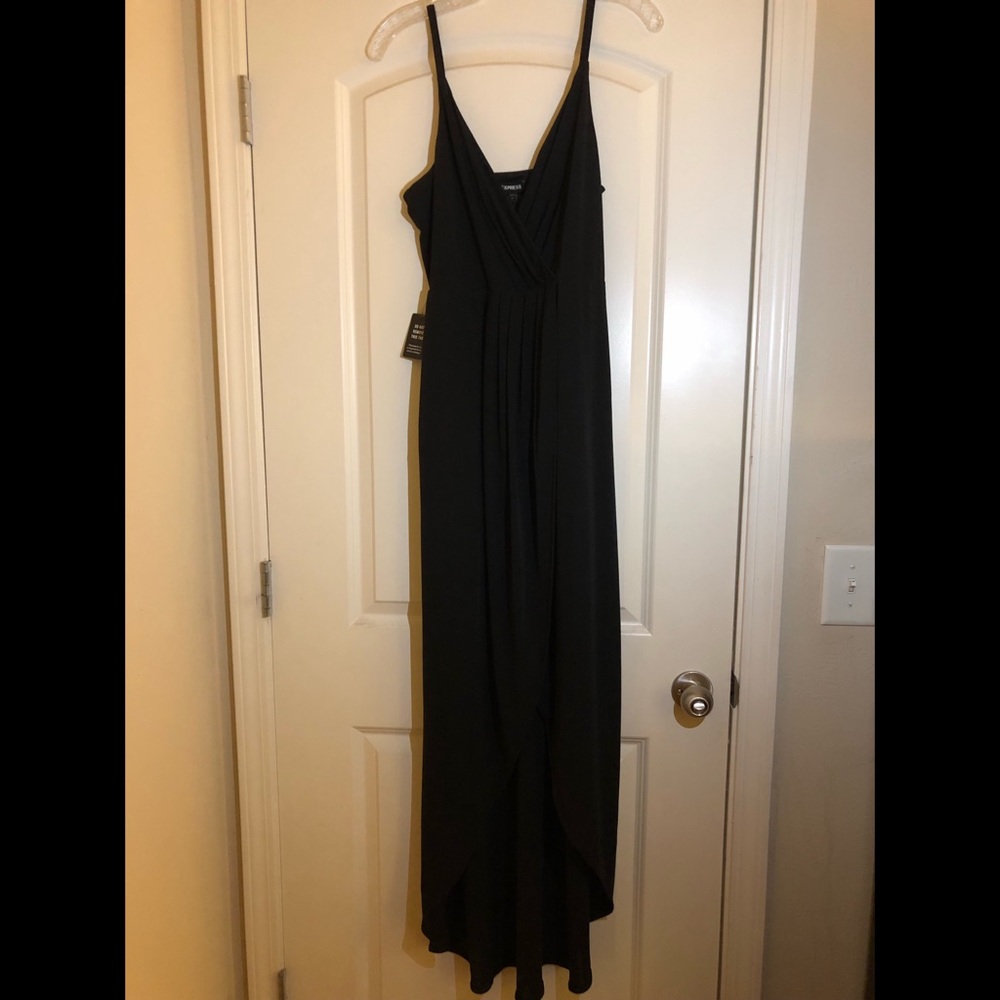 High/low faux wrap dress